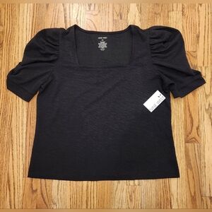 New W/tags-Nine West‎ Ruched Sleeve Square Neck Top-Size:XL
